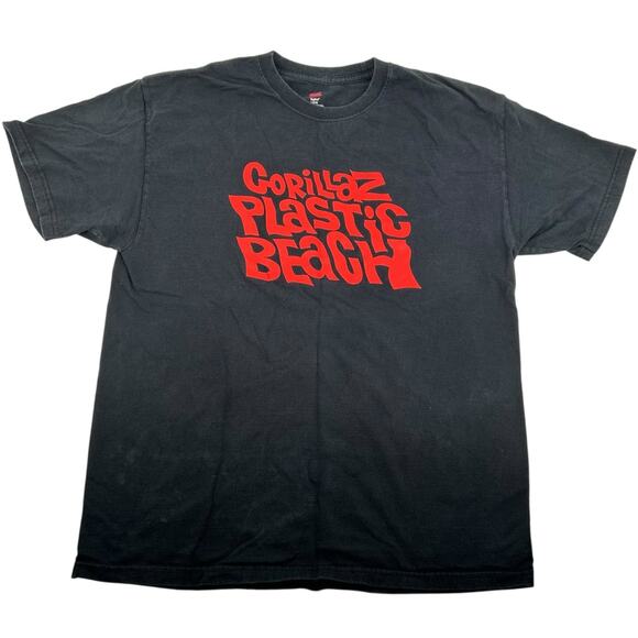 Vintage Gorillaz Plastic Beach OG Album promo black red graphic T shirt men's L